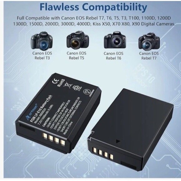 Artman USB Dual Charger Battery Fits Canon LP-E10 Canon & Two Artman Batteries - Picture 9 of 10